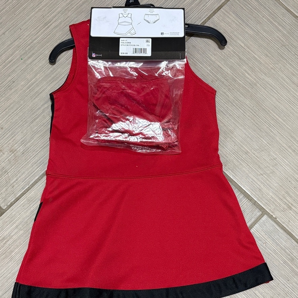 NFL Falcons Kids Cheerleader Dress - Red, Black, and White - Picture 3 of 4